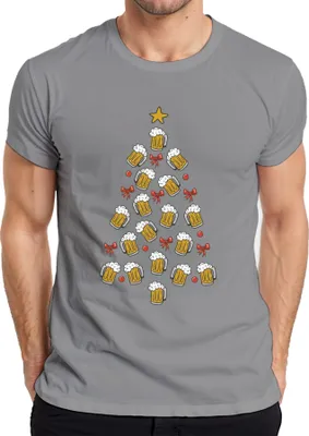 Produktbild von Bier Weihnachtsbaum Lustig - Weihnachten Weihnachtsgeschenk Christmas Herren T-Shirt, Grau, XXL