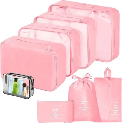 Produktbild von Famanu Kofferorganizer 8-teilig - Rosa
