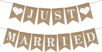 Produktbild von Girlande Just Married, Vintage Wimpelkette, 1 Stück, Leinen, für Hochzeit