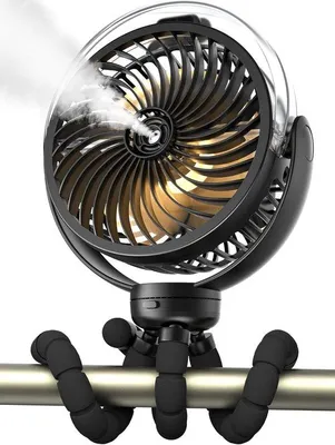 Obrázok produktu pre Elektrický ventilátor do detského kočíka – dobíjateľný a otočný o 360°, ideálny pre bábätká a cestovanie