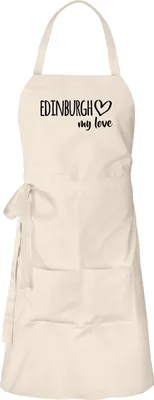 Produktbild von Huuraa Schürze Edinburgh my love Natur mit Taschen Baumwolle Kochschürze Geschenkidee