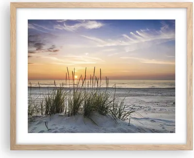 Produktbild von Gerahmtes Poster - Rahmen in heller Eiche - Westen Sonne Strand - 50x40 cm - Wand Bild - Wanddeko - Wandbilder - Wandposter - Bilderrahmen - Bilder - Kunstdruck - Wandbild - P2NAA50x40-4201