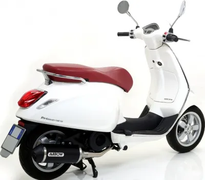Produktbild von Endschalldämpfer Arrow Race-Tech Aluminium mit schwarzer Endkappe mit Zulassung für Vespa Primavera 3V 125 ccm