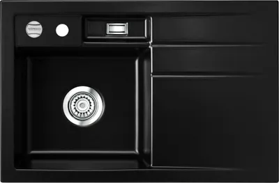 Produktbild von Spüle KeraDomo BELA 78 in NERO - Becken links mit Excenterbedienung / Systemceram / Keramikspüle