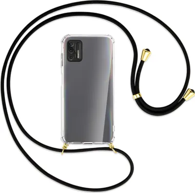 Produktbild von Handykette Backcover-Schutzhülle mit Band (Metall goldfarben) für Motorola Moto G Pro 2021 - schwarz