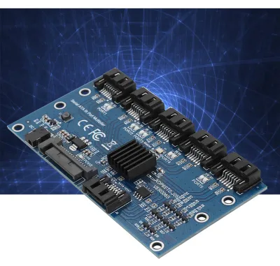 Image de Adaptateur SATA 3.0 1 vers 5 pour disques durs, compatible avec les cartes mères, interface 6 Gbps, prise en charge de la gestion de la puissance (PM)