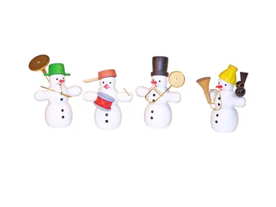 Produktbild von Weihnachtsdekoration Schneemann Quartett mit Instrumenten bunt BxHxT 5x6x4cm NEU