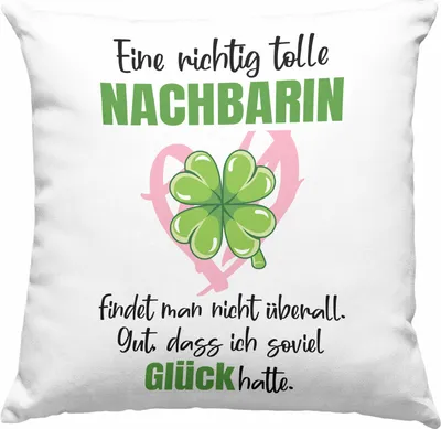 Produktbild von Trendation - Beste Nachbarin Deko-Kissen mit Füllung 40x40 Geschenk Geburtstag Freundin Lieblings Nachbarin Geschenkidee Abschied Abschiedsgeschenk Weihnachten (Grau)