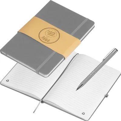 Produktbild von Notizbuch mit Kugelschreiber / PolyurethanCover / DIN A5 / 192 Seiten / Farbe: grau
