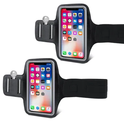 Immagine prodotto di TRANKIELO® - 2 bracciali sportivi con tasca per cuffie - universali e adatti a smartphone fino a 6,8 pollici