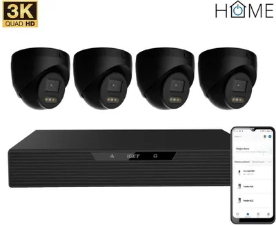 Obrázok produktu pre iGET HOME N85P4 - kamerový NVR PoE set 3K rozlíšenie, 8CH NVR + 4x kamera so zvukom, IR a LED