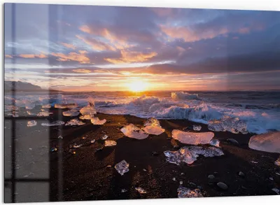 Produktbild von DEQORI Küchenrückwand Glas 60x40 cm 'Diamantstrand' Spritzschutz Bad Rückwand Küche