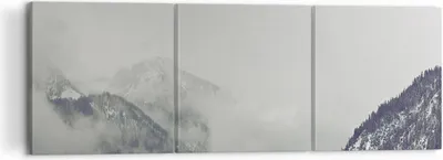 Produktbild von Bild auf Leinwand - Leinwandbild - 3 Teile - Berge Wald Nebel - 120x40cm - Wand Bild - Wanddeko - Wandbilder - Leinwanddruck - Bilder - Wanddekoration - Leinwand bilder - Wandbild - CA120x40-4270