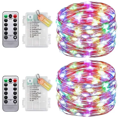 Lichterketten-Set 2er, 10 m, 100 LEDs, Timer, Fernbedienung, IP65