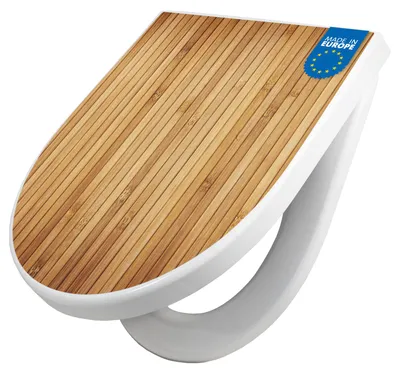 Produktbild von WC Sitz mit Absenkautomatik D Form Motiv Bambusholz [TDW3 10349]