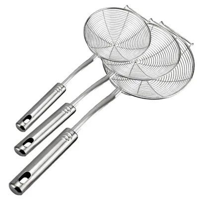 Imagen del producto de Juego de 3 coladores de acero inoxidable, de diferentes tamaños (35, 39 y 43 cm), para uso en la cocina