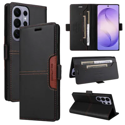 Produktbild von Handyhülle für Samsung Galaxy S26 Ultra Hülle, Leder Flip Wallet Kartenfach Stand Schutzhülle Schwarz