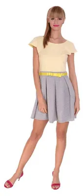 Produktbild von Damen Kleid A-Linie Mini Kleid mit Raffungen; Pastellgelb