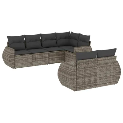 Produktbild von Modulares Garten-Sofa-Set, 7-tlg., mit Stauraum, wasserabweisendem Beutel, PE-Rattan, pulverbeschichteter Stahl, UV-beständig, Kissen dunkelgrau