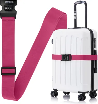 Produktbild von Flexot® Koffergurt mit Zahlenschloss - Kofferband, Bänder für Reisekoffer, Befestigungsgurt für Reisekoffer, Gurt für Handgepäck und Trolleys