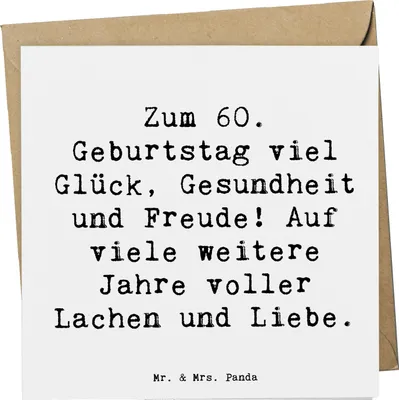Produktbild von Mr. & Mrs. Panda Grußkarte Spruch 60. Geburtstag Glück - Weiß - Geschenk, Happy Birthday, Geschenke für, Klappkarte, anlasskarte, optimistisch, Liebe, doppelkarte