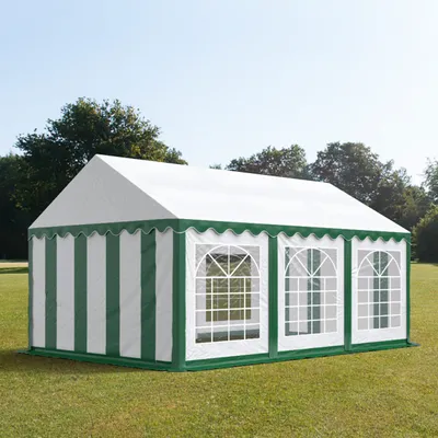 Immagine prodotto di TOOLPORT Tendone per feste 4x6 m PVC verde-bianco 100% impermeabile Tendone da esterno Tenda party
