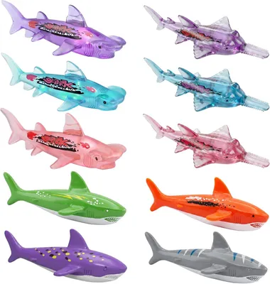 Imagen del producto de Juguetes para buceo, tiburones submarinos, 10 unidades, de colores variados, para piscina y niños
