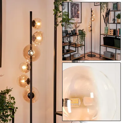 Produktbild von Garaguso Stehlampe aus Metall/Glas in Schwarz/Bernstein/Klar