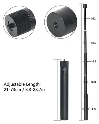 Obrázek produktu pro Prodlužovací tyč, 4 díly, lehká tyč z hliníkové slitiny se šroubem 1/4 palce pro stabilizátory Feiyu