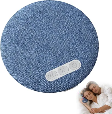 Image de Haut-parleur pour oreiller - Haut-parleur intégré dans un oreiller - Pour un sommeil paisible - Minuteur de bruit blanc - Diamètre de 9,6 cm - Noir