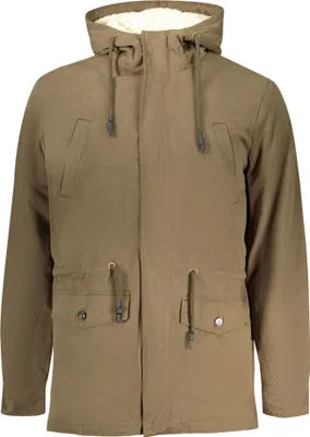Produktbild von Herren Parker Jacke Grün mit Kapuze und abnehmbarem Lammfellfutter