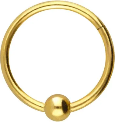 Produktbild von Ohrpiercing, Nasenpiercing, Septum Piercing Titan Segmentring Clicker KUGEL Farbe: Gold + Kugelgröße: 3mm Innendurchmesser: 10mm + Stabstärke: 1mm