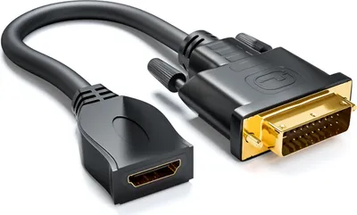 Produktbild von deleyCON DVI auf HDMI Adapter-Kabel - DVI Stecker zu HDMI Buchse 24+1-1080p Full HD HDTV 1920x1080 - vergoldete Kontakte - TV Beamer PC