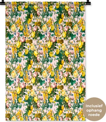 Produktbild von MuchoWow® Wandteppich Wandbehang Blumen - Rosen - Gelb 60x90 cm Tapisserie Dekoration Wandtuch - Foto-Teppich - Abwaschbar