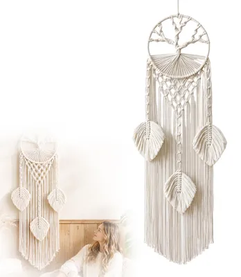 Macramé Dromenvanger Lebensbaum Boho Wanddeko mit Quasten
