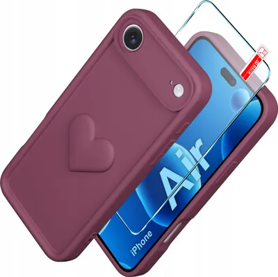 Produktbild von iPhone Air CASE Silikonhülle MATT Herz + Schutzglas 9H