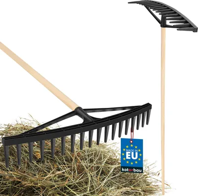 Produktbild von KOTARBAU® Robuster Rechen 610 mm 18 Zinken mit Stiel Laubbesen Laubharke Fächerbesen Laubfeger Laubfächer Laubrechen aus Kunststoff Schwarz