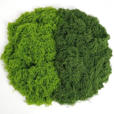 Produktbild von OFFCUP 100 g Kunstmoos zur Dekoration, Kunstmoos, Dekorationsmoos zum Basteln, Kunstmoos zum Basteln, Kunstmoos, dekoratives Ostermoos für Wände, Krippen, Aquarien, Modellbau (dunkelgrün + hellgrün)
