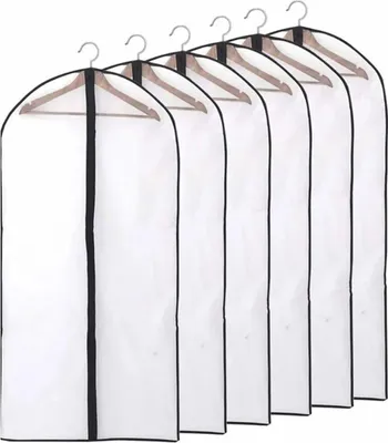 Produktbild von Kleidersäcke, transparente Schutzhüllen mit Reißverschluss für Hemden, Anzüge/Mäntel, 6 Stück, 60 x 140 cm