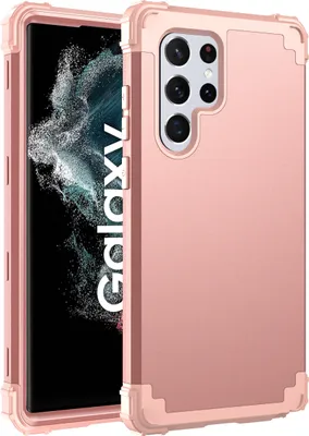 Produktbild von Galaxy S22 Ultra 5G Hülle, 3 in 1 Hybrid PC TPU Stossfest Robust Schutzhülle für Samsung Galaxy S22 Ultra 5G Roségold