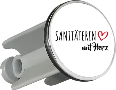 Produktbild von Huuraa Waschbeckenstöpsel Sanitäterin mit Herz 4cm höhenverstellbar Abflussstopfen Geschenkidee