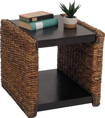 Image de Table d'appoint table de chevet tabouret Lucca rotin ~ bananier tressé
