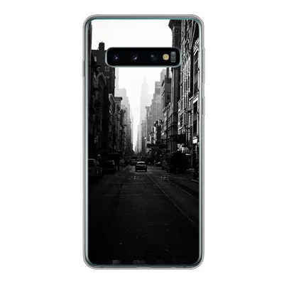 Produktbild von MuchoWow® Handyhülle Schutzhülle Hülle für Samsung Galaxy S10 Autofahrt durch eine ruhige Straße in New York in schwarz-weiß Silikon Softcase Handy Hülle - Handytasche