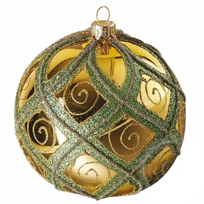 Produktbild von Weihnachtskugel Grün - Gold