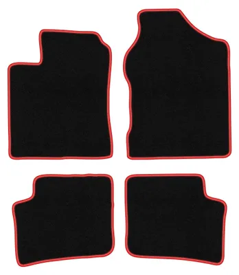Produktbild von Velours-Fußmatten für Daihatsu Trevis 2006-2009 (Schrägheck) – 4-tlg, Schwarz/Rot, passgenau – Wielganizator CARLUX