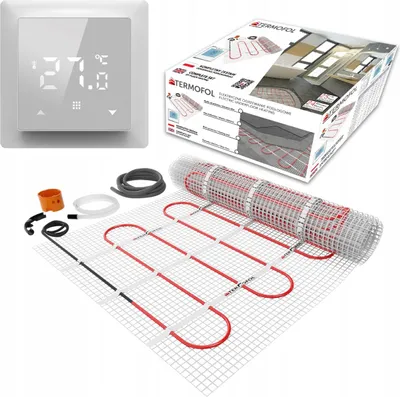 Produktbild von Termofol Set Heizmatte mit Thermostat - Elektrische Fußbodenheizung fur Badezimmer, Wohnzimmer und Küche - Heizfolie mit Heizkraft 150W/m2 - Oberfläche 8,0 m² - H6 Weiß