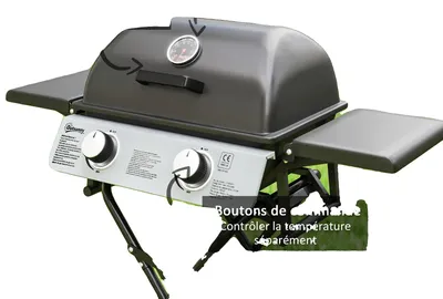 Image de Barbecue au gaz, 2 brûleurs, allumage piézoélectrique, couleur noire