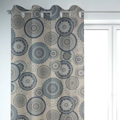 Produktbild von SCHÖNER LEBEN. Vorhang Mandalas natur blau 245cm oder Länge wählbar aus Standardgrößen Aufhängung Ösen