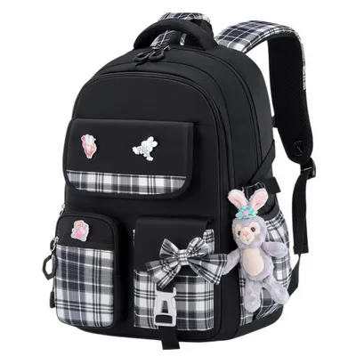 Produktbild von Mädchen Schulrucksack L – Ergonomisch, 46 cm, Geraut, Wasserabweisend – schwarz