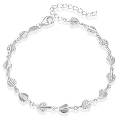 Image de Bracelet élégant en argent avec des feuilles AGB633 / 21